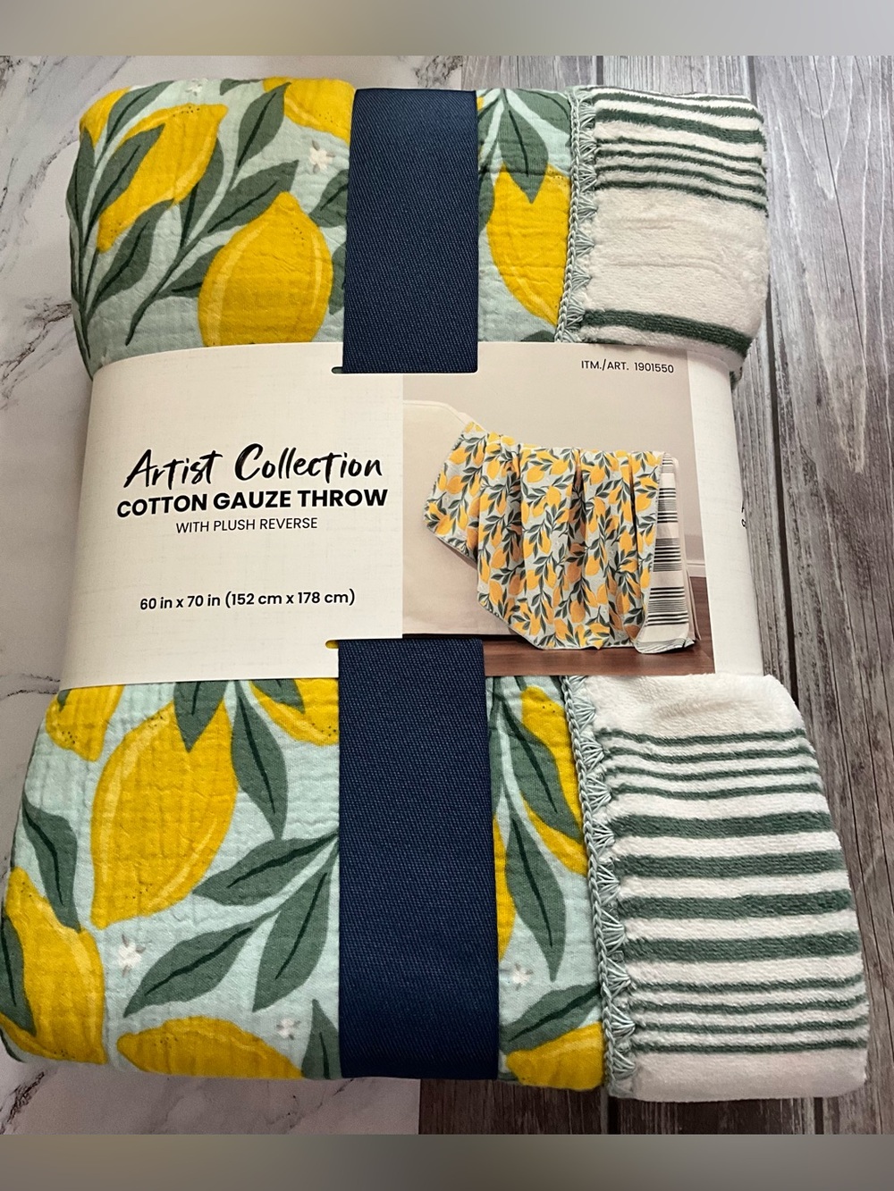 Artist collection cotton gauze throw with reverse plush new